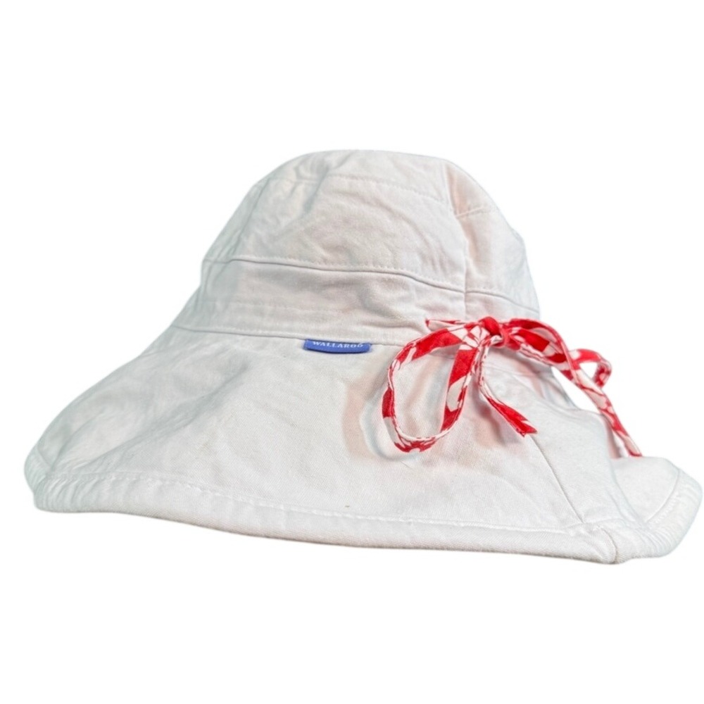 Wallaroo Reversible Bucket Hat White Red Hibiscus Floral Sun Hat Wide Brim